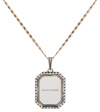 Alexander Mcqueen Brass Plate Med Cameo Necklace In Multicolor