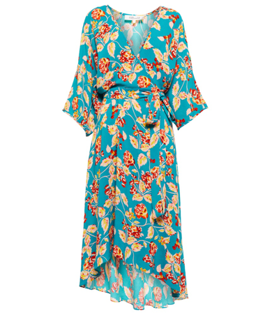 Diane Von Furstenberg Eloise Asymmetric Wrap Dress In Turquoise
