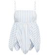 Ganni Stripe-print Spaghetti-strap Top In Forever Blue