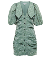 Ganni S Penchant For Flowers Represented In This Organza Dress With Jacquard Motif In Myrtle