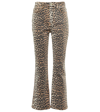 Ganni Print Denim Betzy Cropped Jeans Leopard In Leopard
