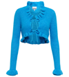 Ganni Wool-blend Ruffle-trimmed Cardigan In Cloisonne