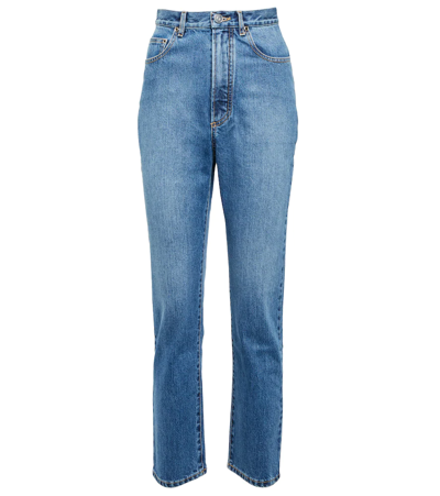Alaïa High-rise Tapered Jeans In Bleu Jeans
