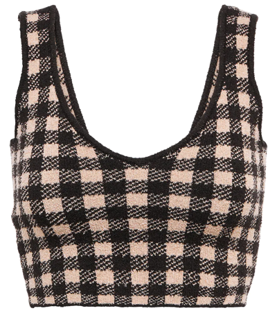 Altuzarra Argia Cropped Checked Lyocell-blend Top In Driftwood / Black