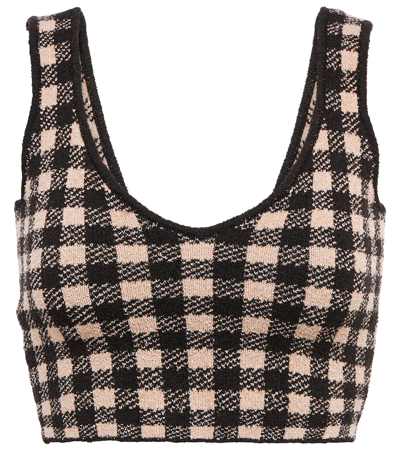 Altuzarra Argia Cropped Checked Lyocell-blend Top In Brown