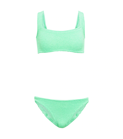 Hunza G Xandra Crinkle Bikini Set In Lime Green