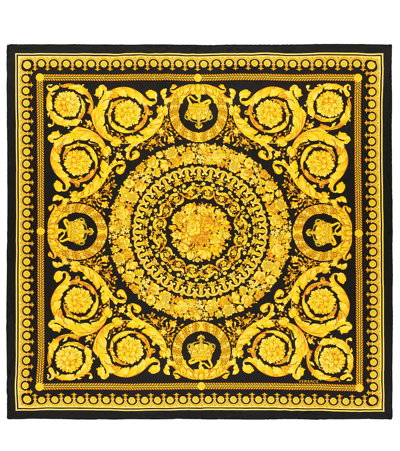 Versace Barocco Silk Scarf In Yellow