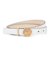 Versace Medusa Biggie Thin Leather Belt, Female, White, 100 Cm