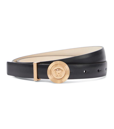 Versace Medusa Biggie Leather Belt In Black