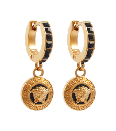 Versace Medusa Embellished Gold Hoop Earrings