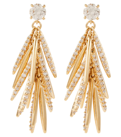 Ileana Makri Grass Sunshine Drop 18kt Gold Earrings With Diamonds In 18k Yellow Gold