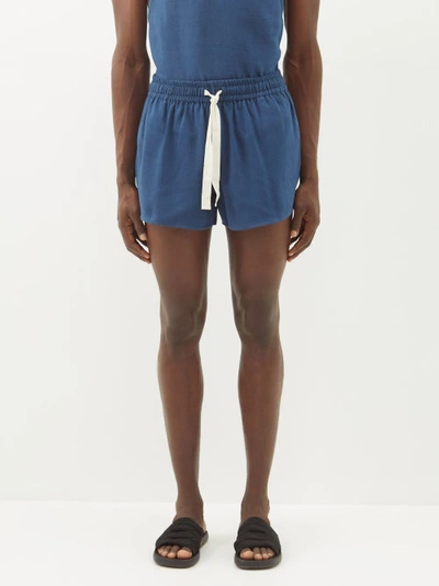 Marrakshi Life Drawstring-waist Cotton Shorts In Blue