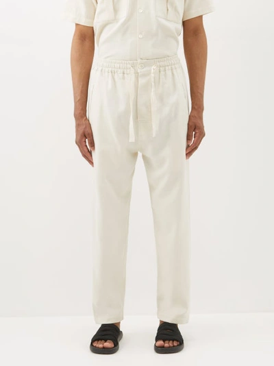 Marrakshi Life Drawstring-waist Cotton-canvas Trousers In Cream