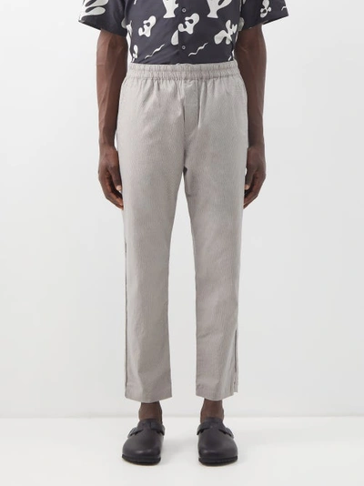 Folk Elasticated-waist Pinstripe Linen-blend Trousers In Grey