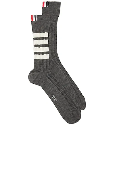Thom Browne 4 Bar Mid Calf Socks In Black