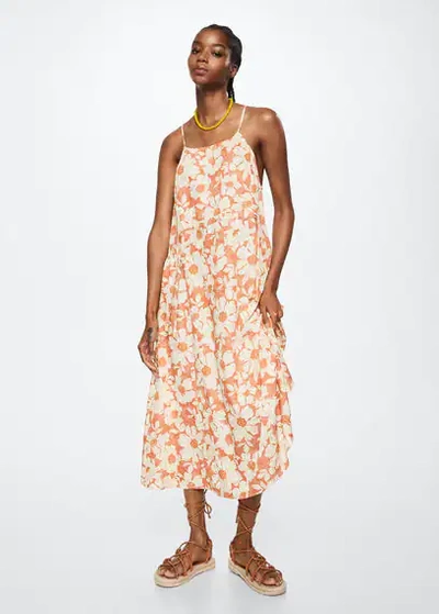 flowy printed dress mango Mango X Chufy Collab Voluminous Maxi Long Floral Printed Dress M New