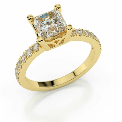 Pre-owned Brillianteers Certified 14k Yellow Gold Princess Cut Diamond ...