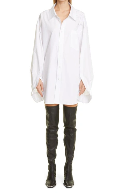 Alexander Wang French Cuff Cotton Oversized Shirt In White