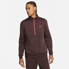 Nike Men's Sportswear Club Half-zip Pullover Jacket In Brown Basalt/university Red/university Red