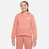 Nike Kids'  Girls' Sportswear Club Fleece Full-zip Hoodie In Light Madder Root/white
