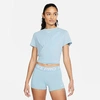 Nike Women's Dri-fit One Luxe Twist Cropped Short-sleeve Top In Worn Blue/reflective Silver