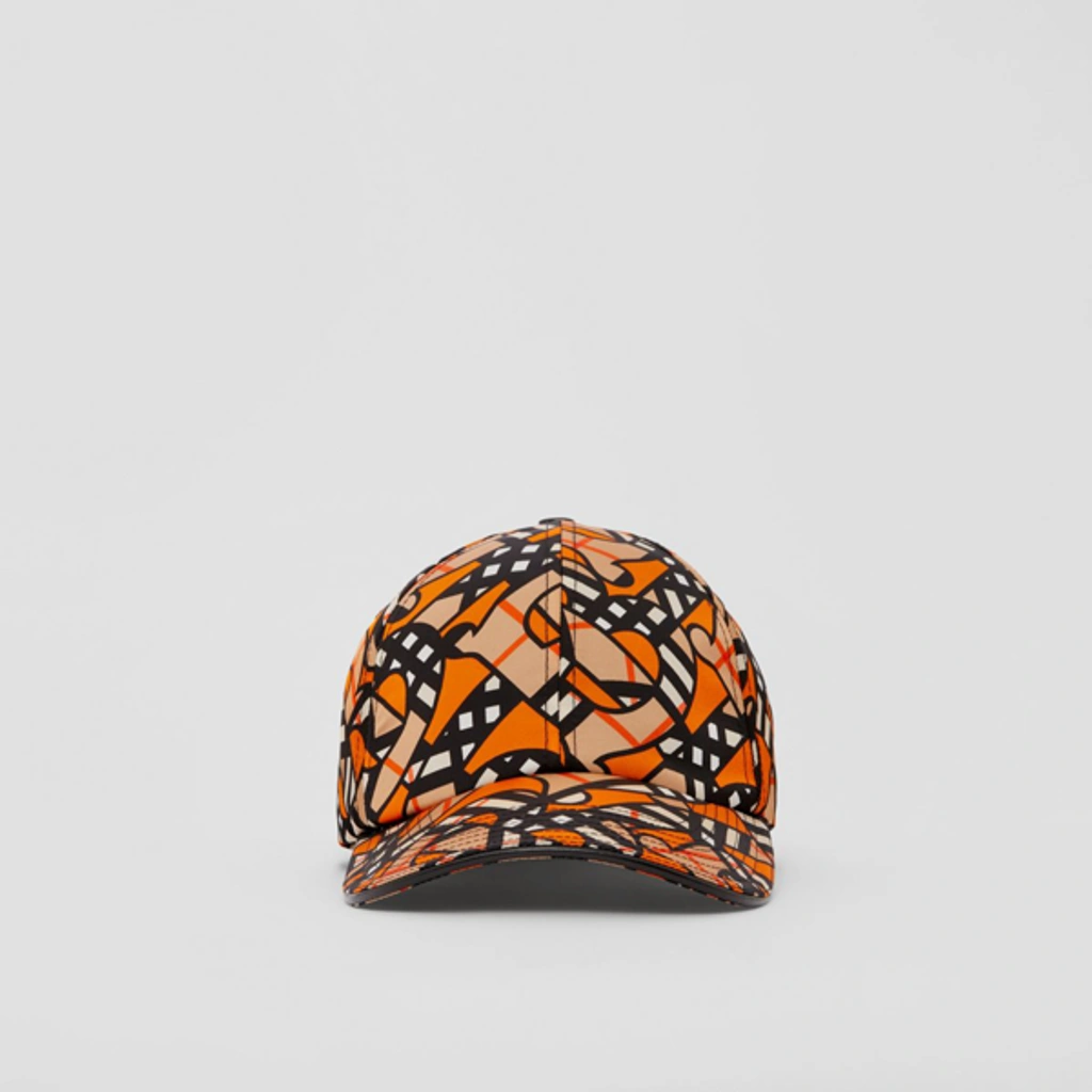Burberry Monogram Print Nylon Baseball Cap In Orange | ModeSens