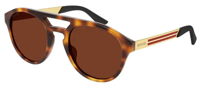 Gucci Gg0689s M 003 Aviator Sunglasses In Brown