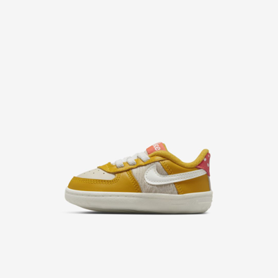 Nike Force 1 Se Baby Crib Bootie In Yellow Ochre,pearl White,bright Crimson,summit White