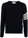 THOM BROWNE 4-BAR CABLE-KNIT JUMPER