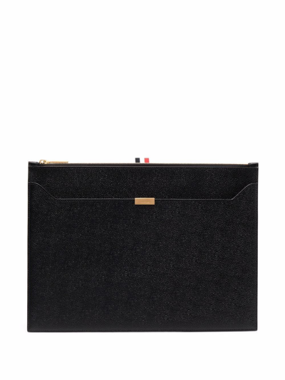 Thom Browne Medium Zipped Clutch In Schwarz