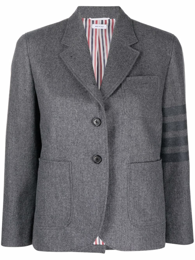 Thom Browne 4-bar Stripe Single-breasted Blazer In Gray