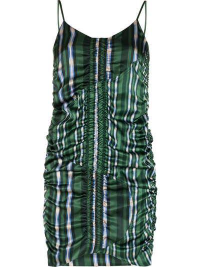 Ahluwalia X Browns Focus Green Deva Striped Silk Mini Dress
