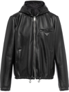 Prada Reversible Blouson In Leather And Re-nylon In Black