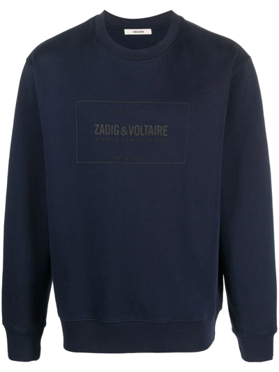 Zadig & Voltaire Logo-print Cotton Sweatshirt In Navy