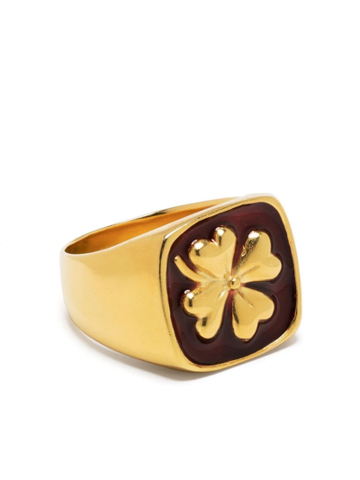 Goossens Talisman Clover Signet Ring In Gold