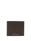 Michael Kors Logo-print Bi-fold Wallet In Braun