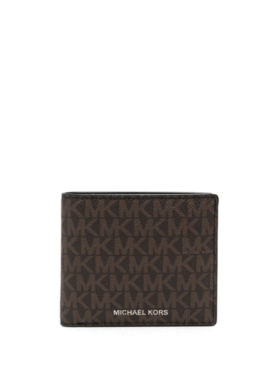 Michael Kors Logo-print Bi-fold Wallet In Brown