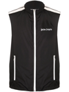 Palm Angels Logo Zip-front Sleeveless Jacket In Schwarz