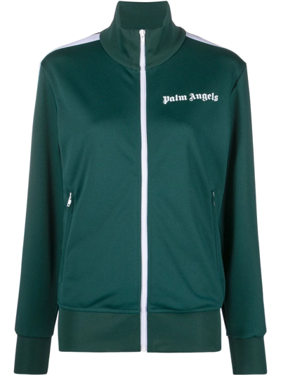 Palm Angels Classic Logo-print Jersey Jacket In Green White
