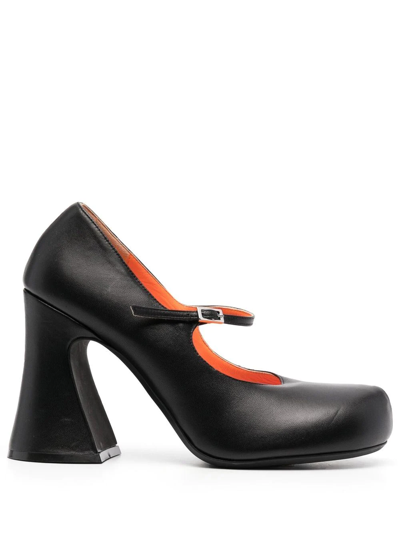 Marni Mary Jane Shoes In Leather With Strap In Black