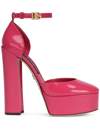 Dolce & Gabbana Capri 145 Platform Pumps In Polished Leather In Pink