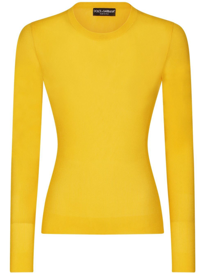 Dolce & Gabbana Crew-neck Knitted Jumper In Yellow