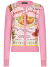 Dolce & Gabbana Contrasting-panel Button-fastening Cardigan In Pink