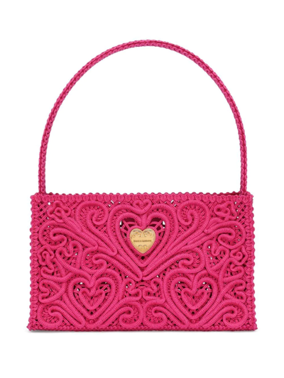 Dolce & Gabbana Cordonetto Lace Shoulder Bag In Pink