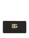 Dolce & Gabbana Large Calfskin Card Holder With Dg Logo In Black