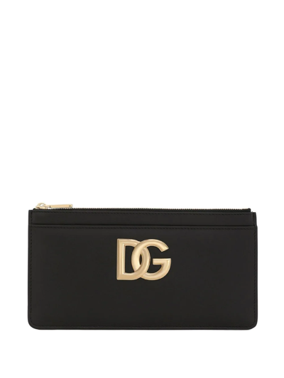 Dolce & Gabbana Logo-plaque Rectangle Wallet In Black