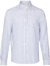 Brunello Cucinelli Blue And White Striped Long Sleeve Shirt In Weiss