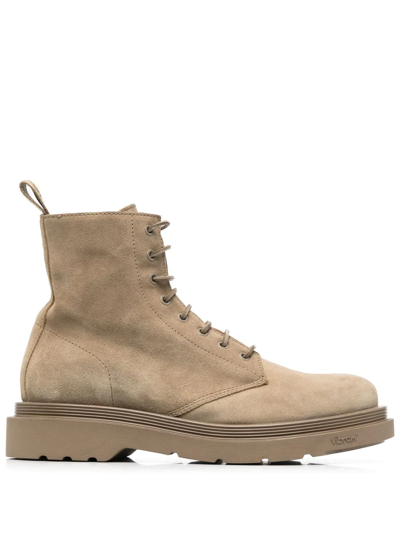 Buttero Lace-up Suede Boots In Grau