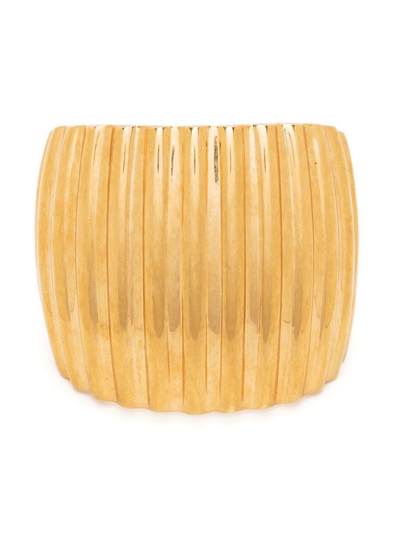 Saint Laurent Oversize Groove Cuff Bracelet In Gold