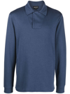 GIORGIO ARMANI LONG-SLEEVE COTTON-BLEND POLO SHIRT